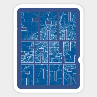 San Salvador, El Salvador Map Typography - Blueprint Sticker
